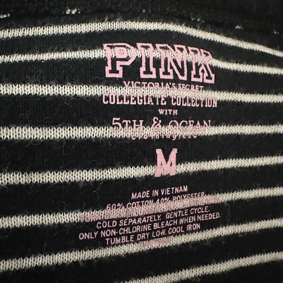 PINK Victoria's Secret Black and White Striped Cardigan Sporting Nebraska Husker - Picture 4 of 7